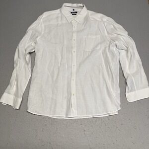 MCNEAL Tailored Fit 100% Linen Shirt Mens XXL Long Sleeve White Button Down